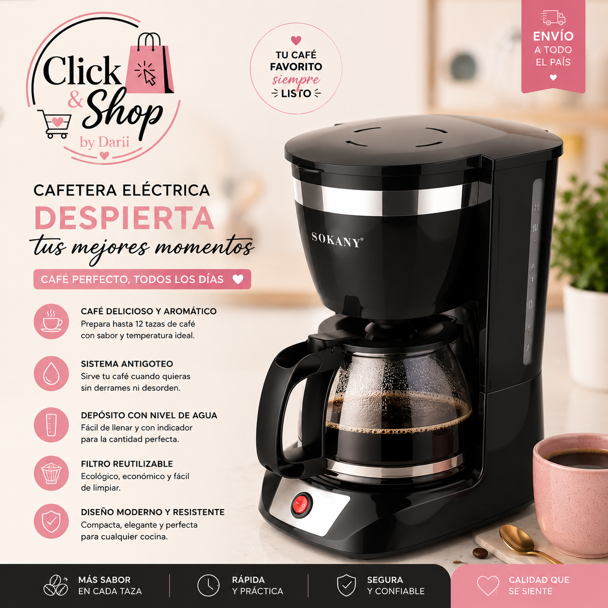 Cafetera Sokany CM-108S