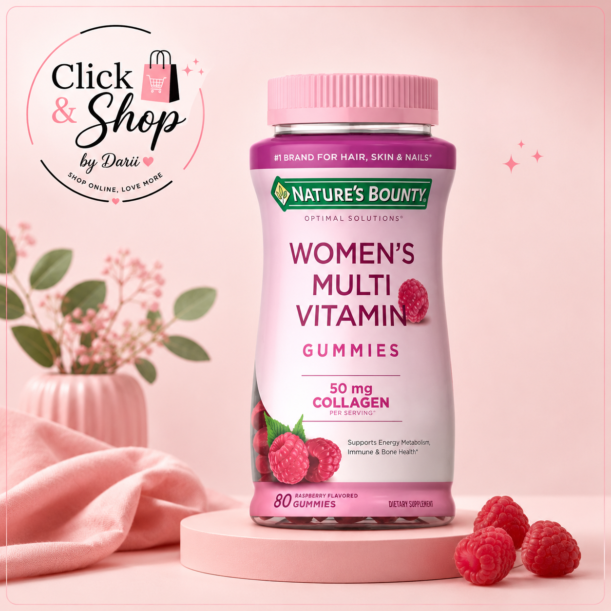 GOMITAS MULTIVITAMÍNICAS NATURE'S BOUNTY SABOR FRAMBUESA