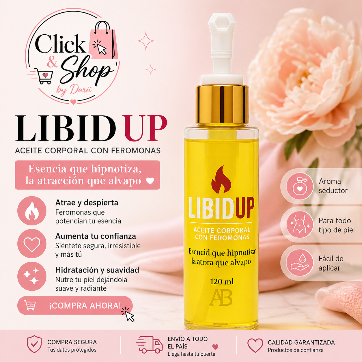 ACEITE CORPORAL CON FEROMONAS LIBIDUP 120ML (MUJER)
